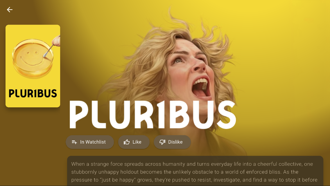 Bitflinger TV Detail Screen - Pluribus