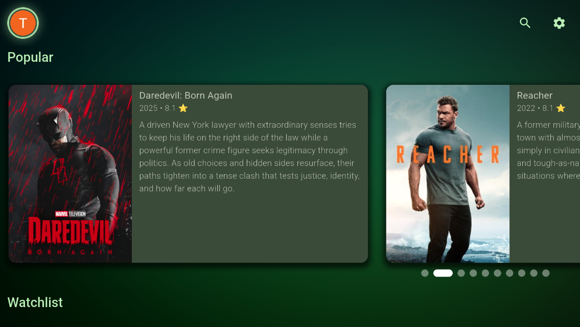Bitflinger TV Home Screen - Green