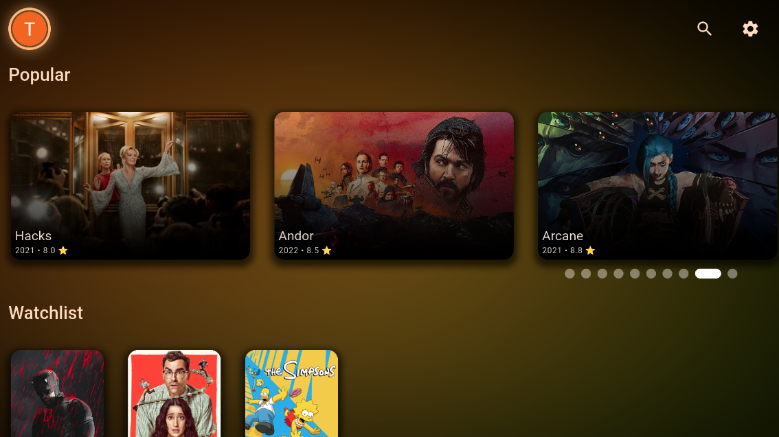 Bitflinger TV Home Screen - Orange