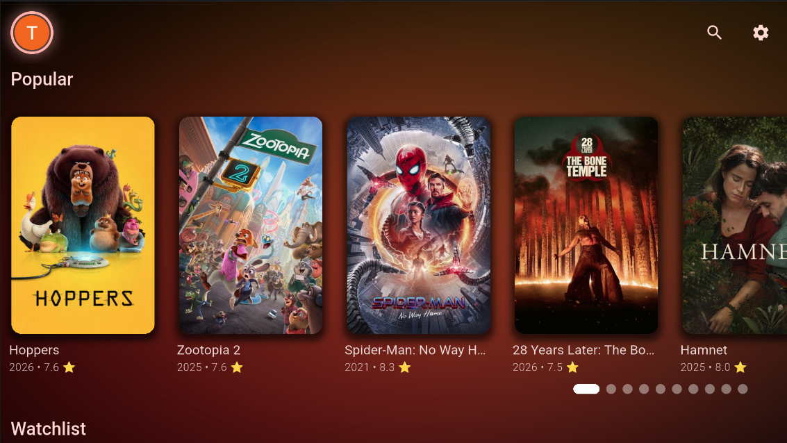 Bitflinger TV Home Screen - Red